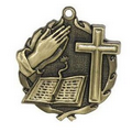 Medal, "Bible, Cross" - 1-3/4" Wreath Edging